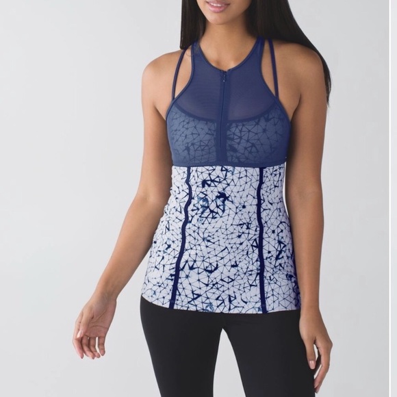 lululemon athletica Tops - LULULEMON | PEDAL PACE TANK TOP NAVY BLUE MESH ZIP